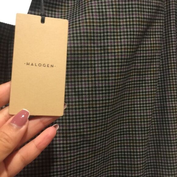 Halogen Plaid Trousers Pants Slacks Straight leg High Waisted 26 gray - Picture 2 of 6